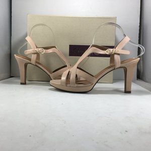 Clarks Women's Delsie Nude Leather Platform Sandal